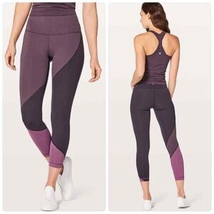LULULEMON Wunder Under Hi-Rise Special‎ Edition Purple Colorblock Leggings EUC 2